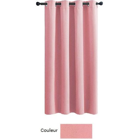 EASYCOMFORT Rideaux Occultants Isolant Thermique, Design Moderne à Oeillets, Rideaux pour Chambre et Salon, 132x183 CM (Largeur x Hauteur), Rose (1/5)
