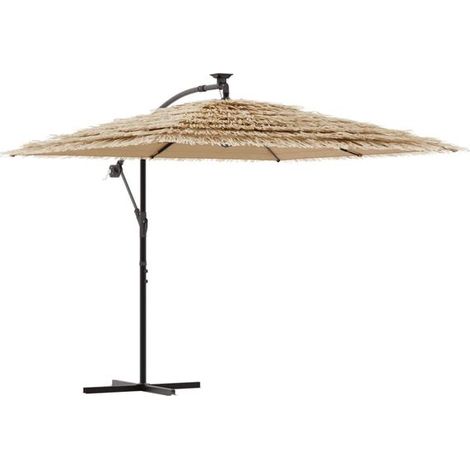 Parasol de jardin avec LED et mât en acier marron 246x246x230cm