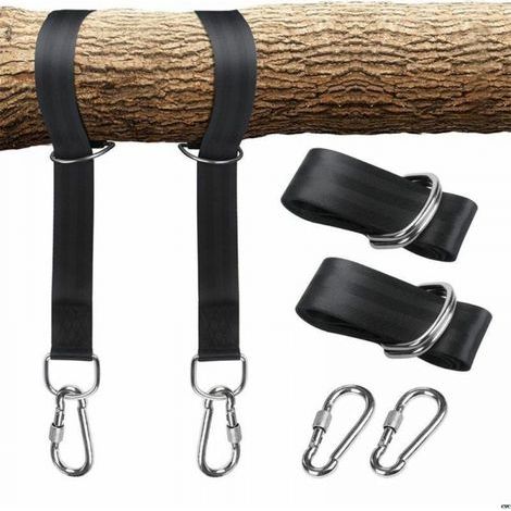 Kit de sangles de balançoire d\'arbre, avec deux mousquetons en acier inoxydable, adapté pour le cintre de pneu, de porche, d\'extérieur et de balançoire pour bébé (1/5)