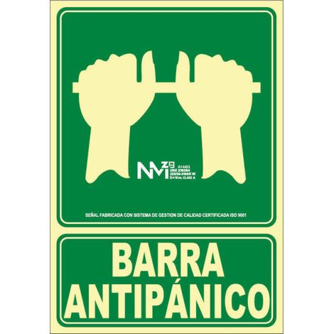 Señal Empujar Barra Para Abrir Puerta PVC 30x22.4cm Verde