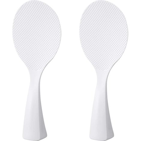 Rice Paddle - ABS Non-Stick Standing Serving Spatula - For Rice Bowls And Cooked Grains - 2 Pieces - White - 19.5 x 8 cm (1/5)