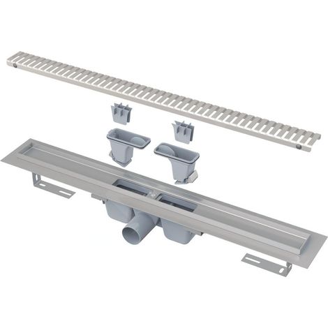 Alcadrain Douchegoten - Bac à douche 550 mm, avec bord pour grille perforée, grille incluse, acier inoxydable APZ1SMART-LINE-550 (1/2)