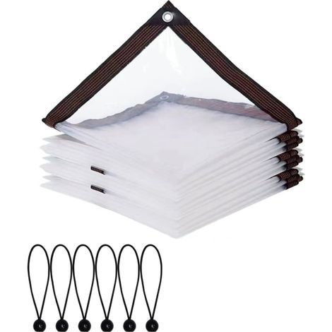 Transparent rain protection tarpaulin for balconies, foldable and weather-resistant tarpaulin, suitable for outdoor use, in the garden or greenhouse (3m x 4m) (1/5)