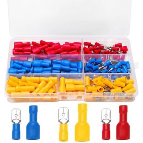 150 Pièces Cosse Connecteur à Sertir Électrique Set, Femelles et Mâles Bornes Isolées à Sertir, Cosse a Sertir, Cosses Electriques