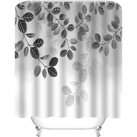 Rideau De Douche - Plante Tropicale Aquarelle - Polyester Imperméable - 183 x 183 cm - Avec 12 Crochets (1/5)