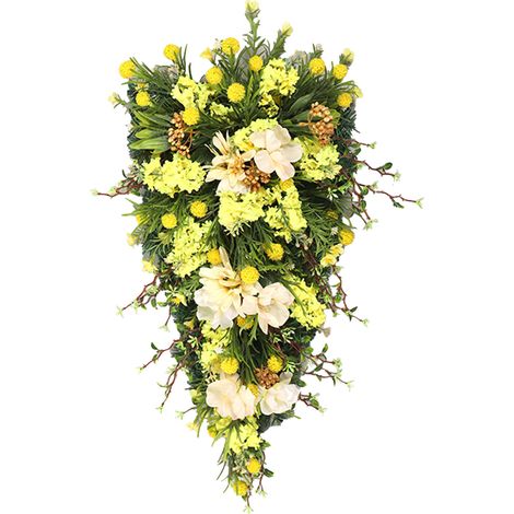 Guirlande Florale Artificielle Tulipe 55CM avec Ressort, Décoration Murale et Porte, Arrangement Floral Jaune pour Intérieur -KZQ (1/2)