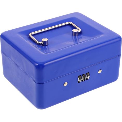 Boîte à Monnaie Bleue en Fer avec Serrure à Combinaison, Caisse Portable pour Petits Objets et Valeurs, pour Bureau et Maison (1/5)