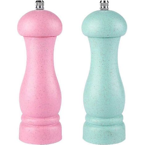 Moulin à sel et à poivre de haute qualité en bois de chêne, mouture réglable et rechargeable - Rose - Boîte de couleur vert nordique (1/5)