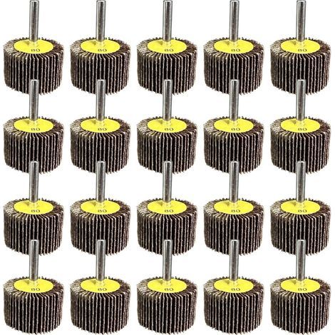 Roue Abrasive 25 pièces 40X25x6mm Grain 80 Disque a lamelle pour Brosse Poncage Perceuse Accessoires Polissage Bois Metal (1/5)