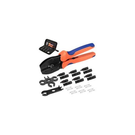 27PCS Kit d'outils de sertissage solaire pour panneau solaire, 6 paires de connecteurs de câbles solaires mâles femelles 1 outil de sertissage Clé à molette 2 pièces, kit de câblage de panneau solai (1/5)