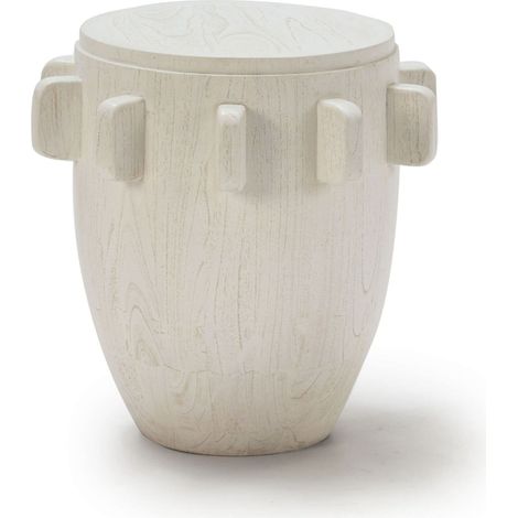 Pouf 45 x 45 x 46 cm Bois de Suar - Blanc