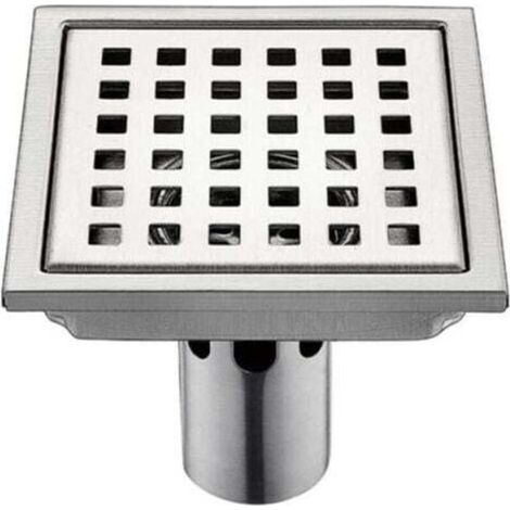 Scarico a pavimento in acciaio inox, 1 unità, sifone in acciaio inox, 15 cm, filtro quadrato da 15 cm, deodorizzatore, valvola di non ritorno, protezione contro le perdite d'acqua, 15 cm