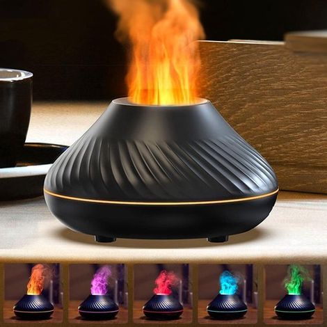 Umidificatore silenzioso con effetto fiamma e 7 luci LED colorate - Spegnimento automatico in caso di mancanza d'acqua (1/5)
