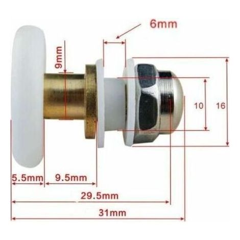 Porte Coulissante Douche 4 pcs 25mm, Poulie Excentrique pour Portes Cabine Douche Coulissante Pour Remplacement de Douche Coulissante Verre Porte Coureurs Rouleaux, Blanc (1/4)