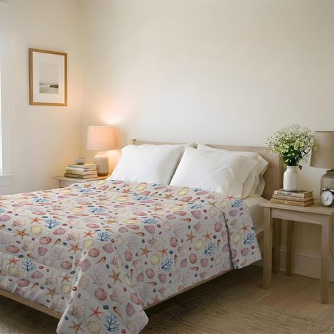 Couvre-lit matelassé d’été en Microfibre Douce imprimée – Couette mi-Saison – Marea, Double 250x240 cm (1/5)