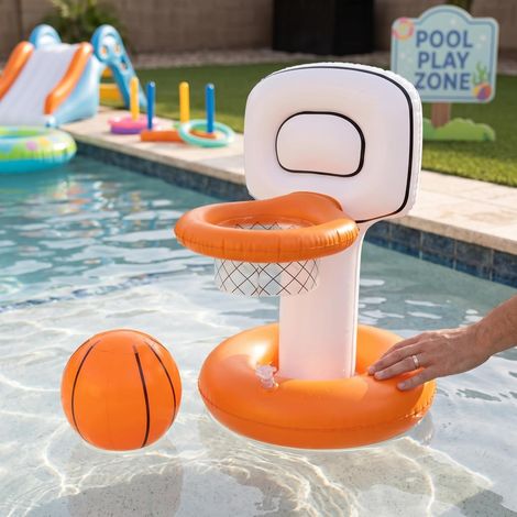 Panier de Basket Flottant pour Piscine Panier de Basket Gonflable en PVC avec Ballon Jouet Aquatique pour Enfants idéal
