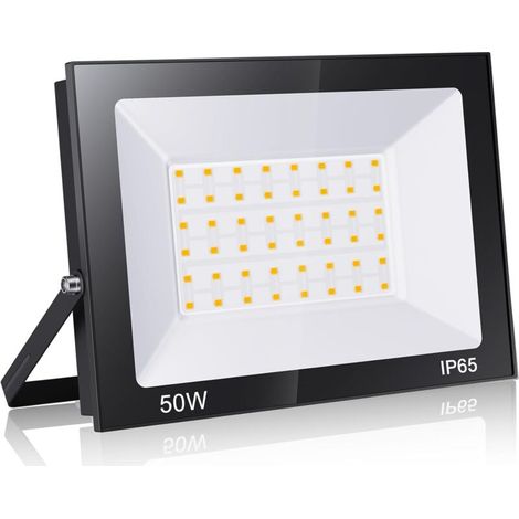 Faro da esterno a LED da 50 W, 5000 lm, luce bianca fredda 6500K, impermeabile IP65, luce di sicurezza con vetro di sicurezza a grana fine, faro per ingressi, patii, piazze e fabbriche [Classe energet