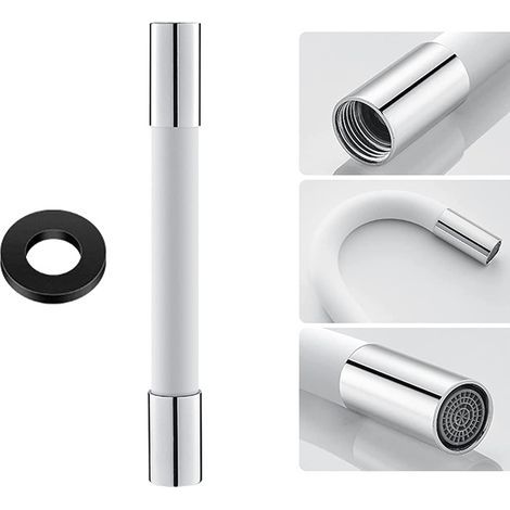 20 cm Wasserhahnverlängerung, flexibles Küchenarmaturrohr, 360° drehbarer Luftsprudler, verstellbare Wasserhahnverlängerung (weiß)