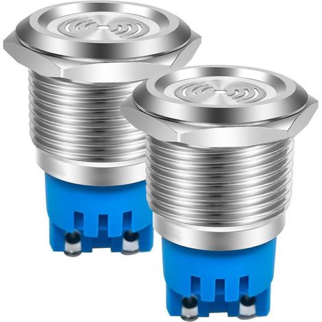 Lot de 2 Acier Inoxydable 22mm LED Rouge Alarme Clignotante 80dB Témoin Lumineux 230V AC avec Avertisseur Sonore de Lampe, pour Projet de Bricolage, Panneau de Commande Electrique (1/5)