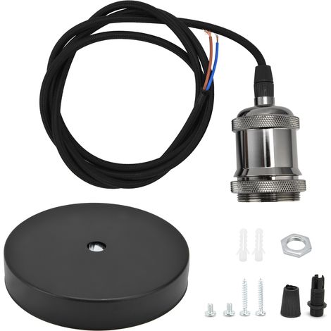 Kit de suspension vintage 1,5m avec douille noire pour luminaires DIY et éclairage de maison