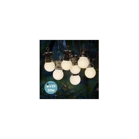 Guirlande Lumineuse Extérieure 20m 20 LED Blanc Chaud Transformateur IP44 Rallonge 3m Parfaite pour Fêtes et Décoration Jardin - (1/5)