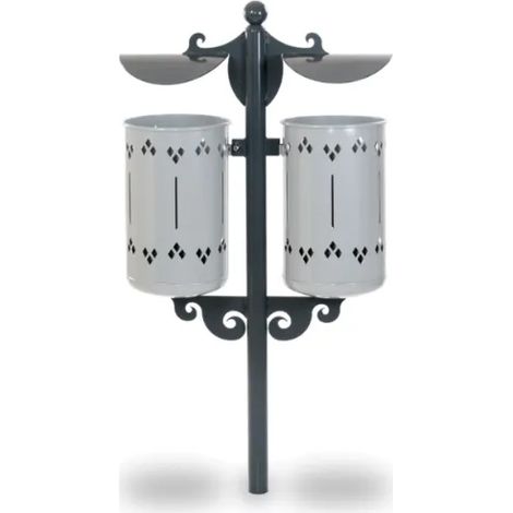 Cestino Pigalle Double 577 Giochipark acciaio zincato verniciato Ø75x52h urbano - RAL 9006 - Da interrare