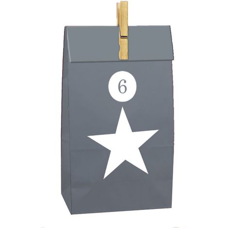 Adventskalender mit 24 Papiertüten zum selber Befüllen - DIY Weihnachts Kalender mit Stern Motiv