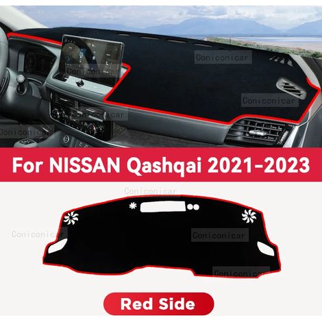 Tapis de protection de tableau de bord (fibre de polyester - côté rouge) compatible avec NISSAN QASHQAI 2021, 2022 et 2023. Accessoires auto : pare-soleil, tapis anti-UV pour tableau de bord. (1/5)