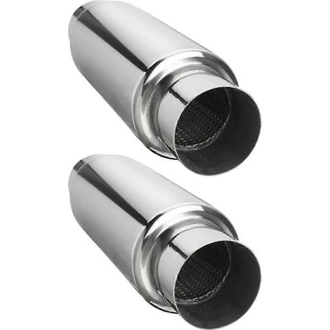 Silencieux d'échappement pour voiture, entrée de 2,5 pouces, résonateur universel en acier inoxydable-- (1/5)