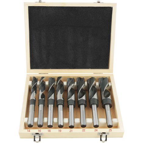 Jeffergarden Jeu de 8 forets hélicoïdaux en acier rapide, de grande taille, traités thermiquement, de qualité industrielle (1/5)