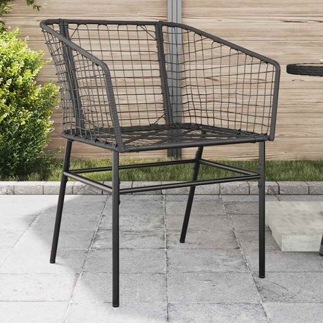 Chaises de jardin lot de 2 en résine tressée fauteuils d'extérieur avec accoudoirs noir - PANGIVO (1/5)