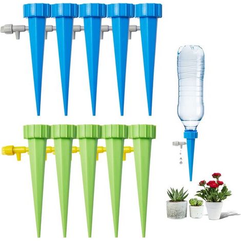 Piquets d'arrosage automatique – Système d'arrosage goutte à goutte pour pots (intérieur et extérieur) – Lot de 10 (1/5)