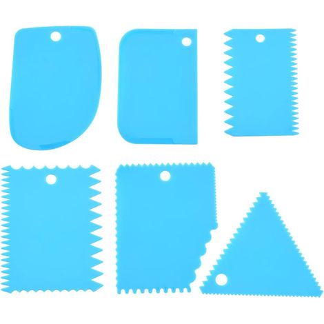 Scraper Set, Plastic Dough Scrapers Set of 6, Dough Cutter, Pastry Spatula, Easy to Clean, Versatile Scraper for Cake, Pastry, Bread, DIY Pancakes (Blue) (1/5)