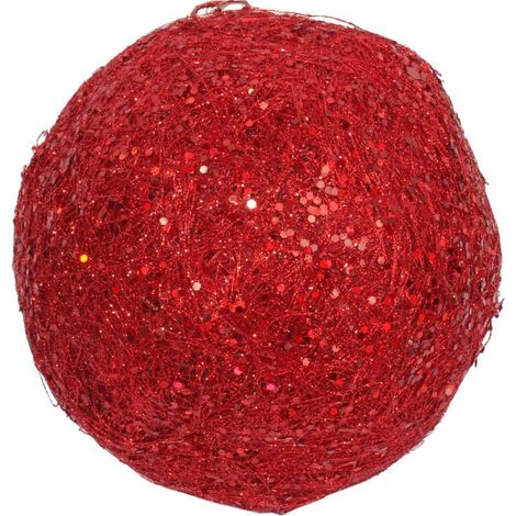 Sfera di sisal rossa da appendere, 15 cm (1/2)