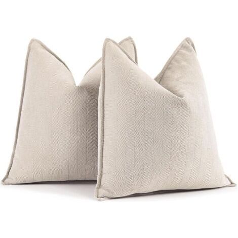Housse de Coussin Beige Lot de 2 Housse Coussin en Chenille Coussin Canape pour canapé au Design élégant, Coussins Décoratifs (1/3)