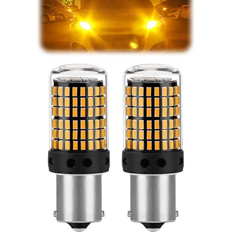 2Pcs PY21W LED Bulbs Amber Yellow 1156 BAU15S, 2800LM Super Bright Turn Signal Lights, 144SMD 3014 12V-24V Chip High Brightness Waterproof Car Indicator Lamps, Non Canbus