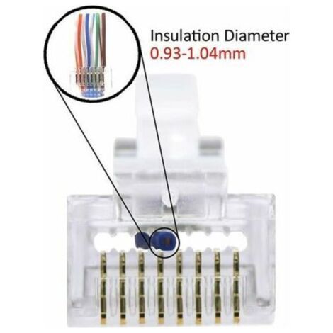 Lot de 100 RJ45 8P8C CAT6 CAT5E Connecteur de Passe à Travers Ethernet Modulaire Plug 50u Plaqué (1/3)