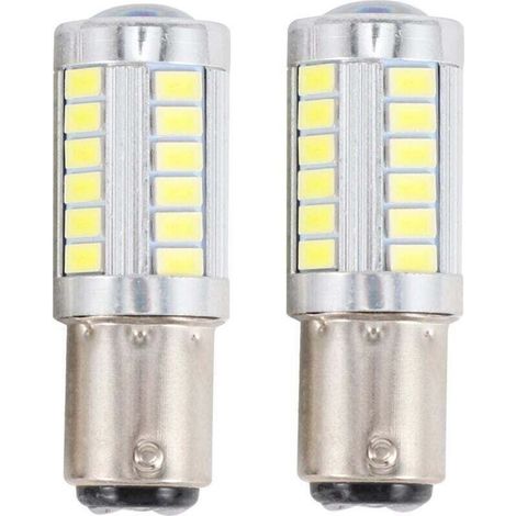 Ampoule LED 1157 P21 5W Bay15D 33 SMD 5730 Pour Feu Stop Clignotant Stationnement Blanc Xenon Lot De 2 (1/4)