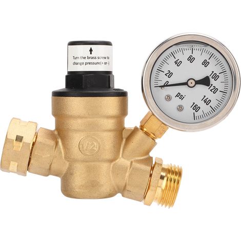 Régulateur de pression d'eau pour camping-car, réducteur de pression ajustable avec manomètre pour plomberie de caravane et VR (1/5)