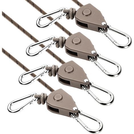 Corde pour Auvent avec Crochet et Tendeur Réfléchissante, 4M Lot de 4 Cordes pour Tente, Lampe de Culture, Bâche, Voile d'ombrage, Longueur Ajustable, Kaki (1/5)