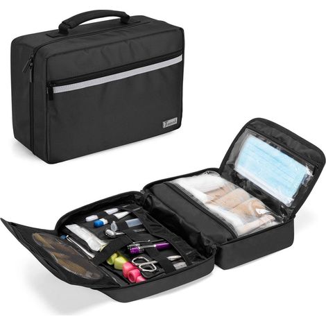 Trousse de premiers secours multi-compartiments, hydrofuge, pour camping, voyage, noir