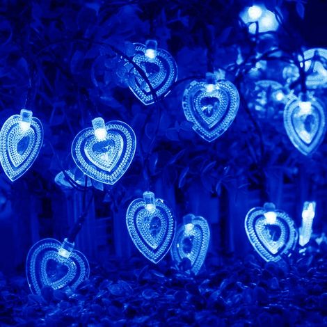 Guirlande Lumineuse Solaire Coeur D'amour Jardin, Étanche 20ft 30LED Fée Solaires Lumière pour Exterieur Interieur Mariage Fête Noël Saint Valentin Ambiance Éclairage Décoration (Rose) (1/5)