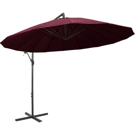 Parasol suspendu avec poteau bordeaux 3 m