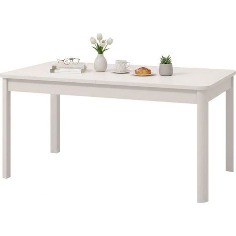 Fester Tisch Tonara, 6 Plätze, rechteckig, Tischplatte aus veredeltem Holz, 160x90,5x76,5h cm, Weiß