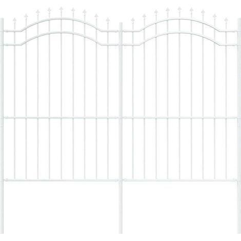 Gartenzaun Weiß 215 cm Pulverbeschichteter Stahl vidaXL