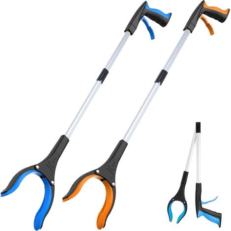 Greifzange und Reichweitenhilfe – 81 cm extra lange, faltbare Greifzange und Reichweitenhilfe – Robuste Hebehilfe, für Senioren, Mülltonnen (1/5)