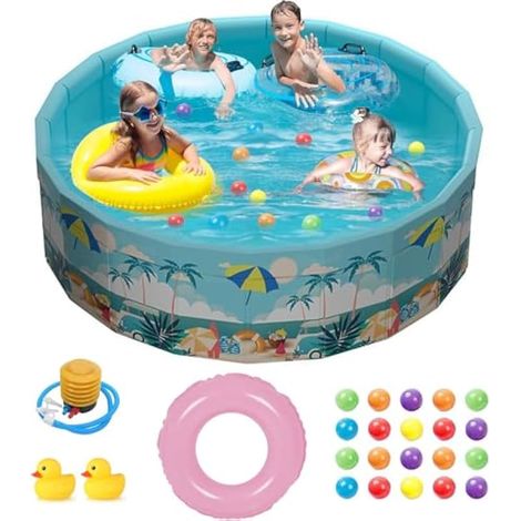 Grande piscine pour enfants, diamètre 160 x 45 cm, pliable, ronde, non gonflable, piscine d'extérieur pour enfants, piscine de jardin pour adultes, piscine pour chien, fosse à balles pour enfants (1/5)