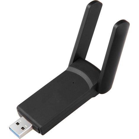 Carte réseau sans fil double bande 1300M (2,4G/5,8G), récepteur/émetteur de signal WiFi Gigabit pour ordinateurs portables et de bureau, adaptateur WiFi avec antenne, USB 3.0, noir. (1/5)