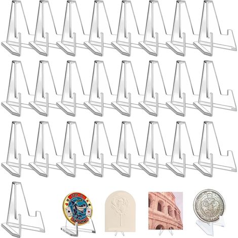 Lot de 25 présentoirs acryliques transparents pour cartes, pièces et photos. (1/5)