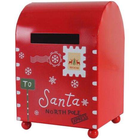 Boîte aux lettres du Père Noël, décoration de Noël, boîte aux lettres en métal de 14 x 20 cm, liste de souhaits de cadeaux pour enfants Arctic Delivery, présentoir de table d'intérieur, décoration de